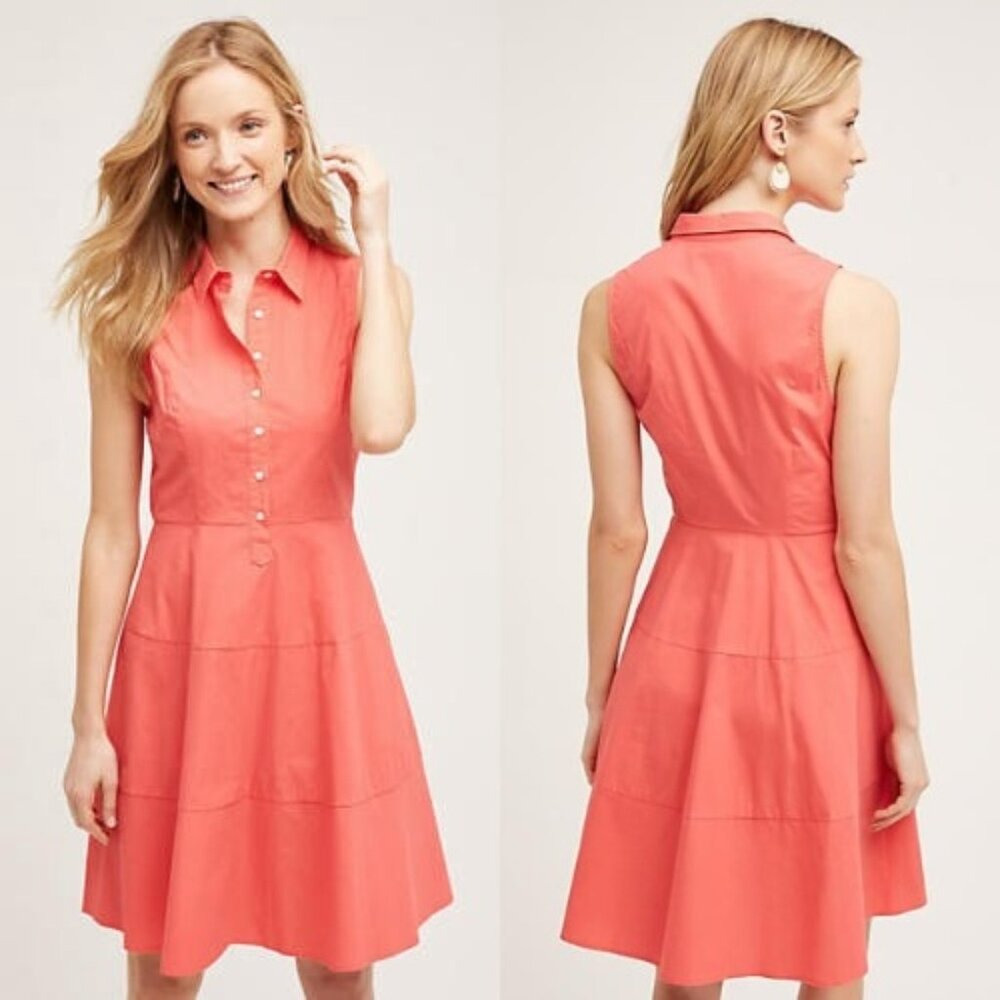 Anthropologie Coral Shirt Dress